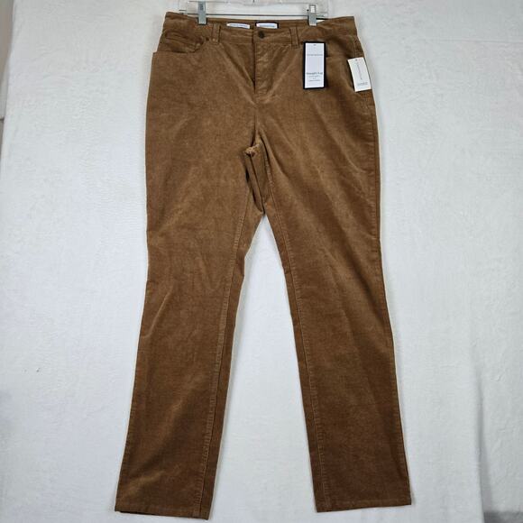 Charter Club Lexington Straight Corduroy Pants Womens 14 tan jeans 0744 - Picture 3 of 11